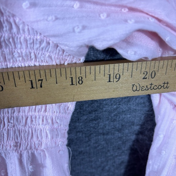 Women's Dress Pink Swiss Dot Milkmaid Smocked Cottagecore Coquette Midi Size XL - Picture 6 of 8